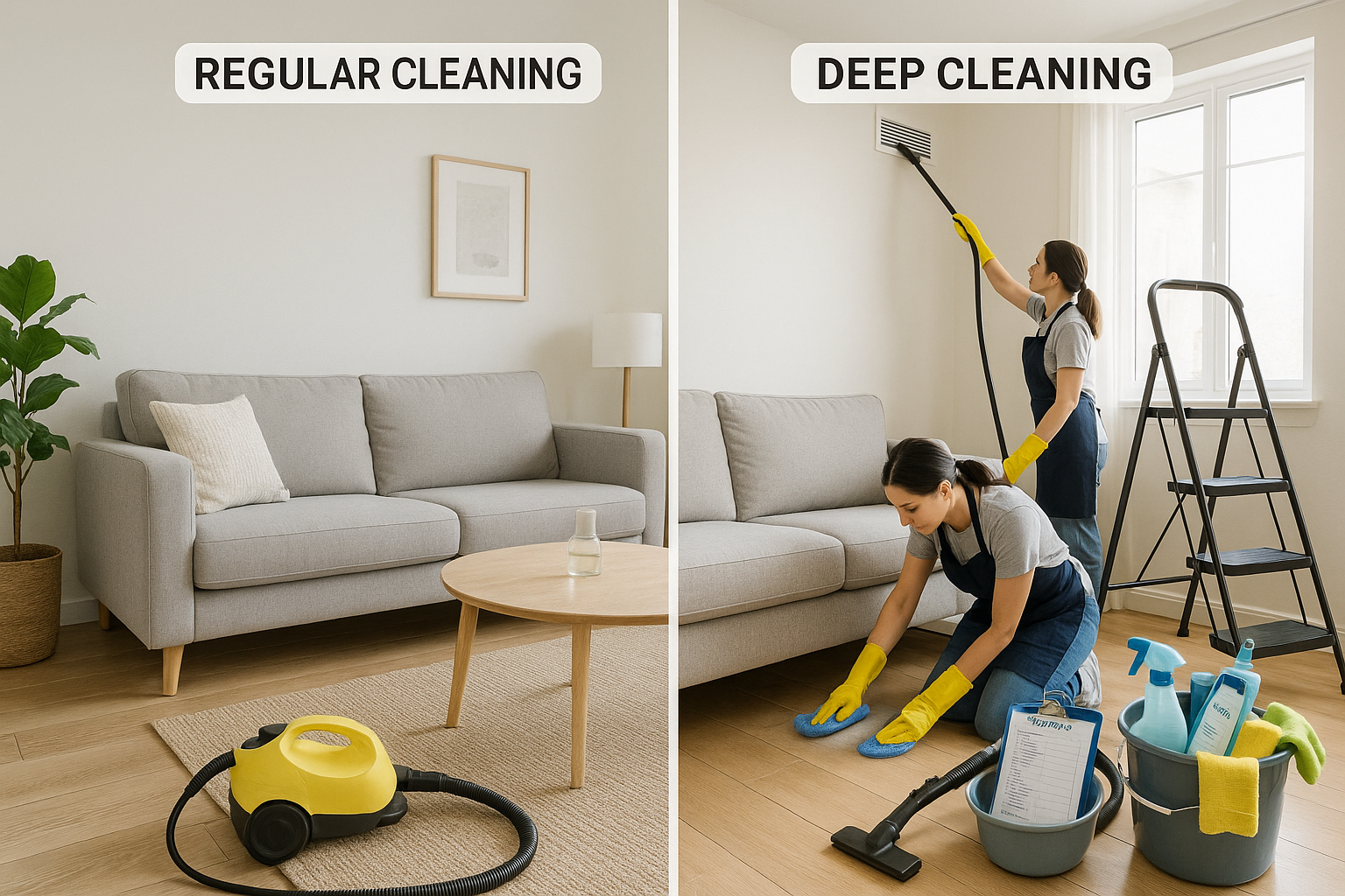 deep cleaning vs. regular cleaning